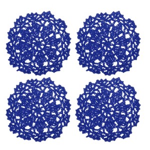 Unique Bargains Cotton Woven Vintage Lace Floral Pattern Heat Insulating Coasters 4" 4 Pcs - 1 of 4