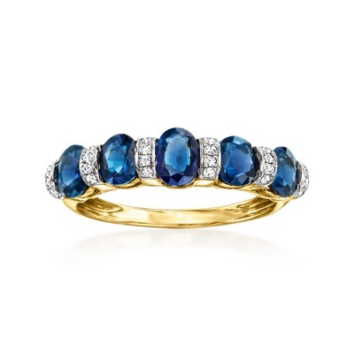 Ross-Simons 1.80 ct. t.w. Sapphire and .12 ct. t.w. Diamond Ring in 14kt Yellow Gold