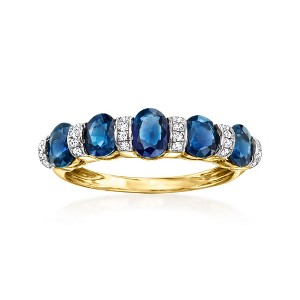Ross-Simons 1.80 ct. t.w. Sapphire and .12 ct. t.w. Diamond Ring in 14kt Yellow Gold - 1 of 4