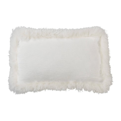 IVORY FUR LUMBAR PILLOW