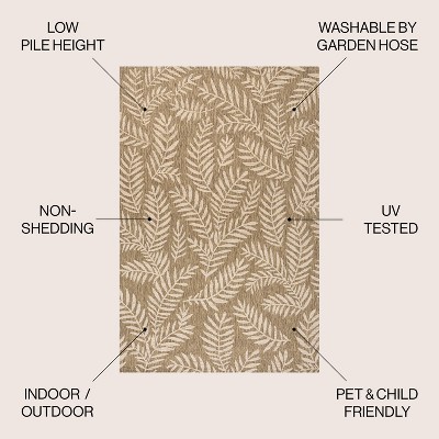 Nevis Palm Frond Brown and Beige Round Synthetic Rug