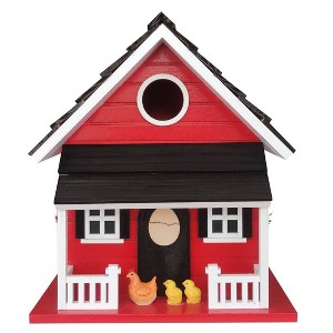 Home Bazaar 9" Hen House Wood Bird House Red - 1 of 3