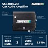 Autotek 3000 Watt 2 Channel Car Audio Amplifier, High Output Class D Mono Bridged 4 Ohm Stable Input, Street Machine, SM-3000.2D, Black - 4 of 4
