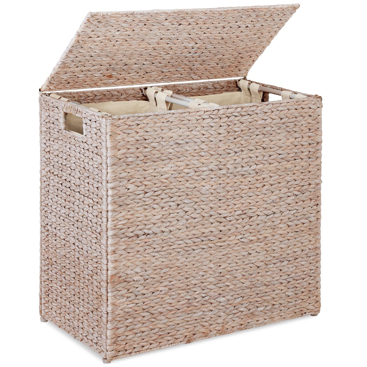 Laundry Hamper Basket w/ 2 Liner Bags, Handles - Whitewash