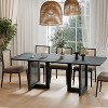 PexFix 79" x 33.5" Farmhouse Kitchen Dining Room Table Furniture Square Black Kitchen Table with Rattan Woven Legs for Kitchen Bar Living Room - 4 of 4