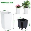 Planter Set of 2, Indoor ＆ Outdoor Black Taper Planter with Shelf Insert, Self-Absorbing Plastic Flower Pots, Large Resin Plant Pots - 2 of 4