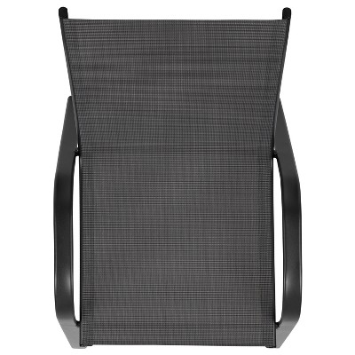Brazos Black Outdoor Barstool Pair with Flex Comfort and Metal Frame