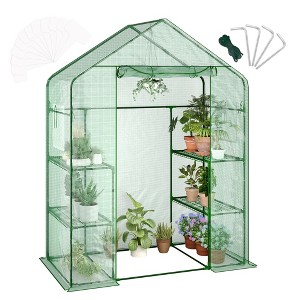 Greenhouses for Outdoors with Wire Shelves, Portable Greenhouse with Roll-up Zipper Door, Walk-in Green Houses for Seedling Flowers Growing - 1 of 4