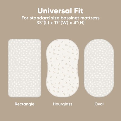 KeaBabies 2-Pack Organic Bassinet Sheets + Portable Changing Pad - 100% Cotton Baby Bedding Set