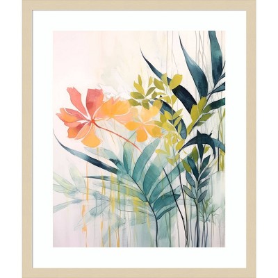 Pink and Yellow Floral Elegance II Framed Graphic Art Print