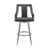 26" Maxen Counter Height Barstool with Gray Faux Leather Brushed Stainless Steel Finish - Armen Living: Swivel, Footrest, Modern Design - 2 of 4