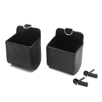 Unique Bargains 2Pcs Black Car Air Vent Mobile Phone Holder Pocket Storage Organizer 3.3"x2.2"