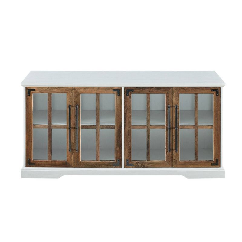 Avalene Modern Farmhouse 4 Door Glass Window Pane TV Stand for TVs up to 65" - Saracina Home, 4 of 15