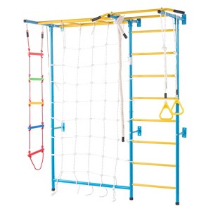 VEVOR Indoor Jungle Gym for Toddlers, 7-in-1 Climbing Playset with Carbon Steel Swedish Ladder, Wall Ladder, Pull-Up Bar, and Rope Ladder - 1 of 4