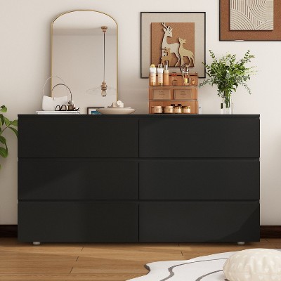 FUFU&GAGA Black six-drawer dresser Modern minimalist style Sturdy and durable