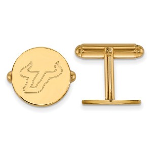 Black Bow Jewelry 14k Yellow Gold South Florida Bulls NCAA Cuff Links - 1 of 3