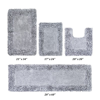 Shaggy Border Collection 4-Piece Bath Rug Set 100% Cotton Tufted Weave Ruffle Border Pattern Bathroom Rug for Machine Washable Bathmat