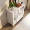 Buffet Storage Cabinet with Double Glass Doors, Unique Bell Handles and Adjustable Shelves for Kitchen or Living Room - 3 of 4