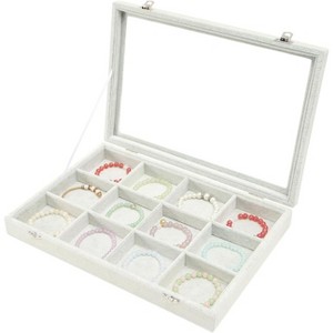 Black Velvet Jewelry Display Tray with Lid, Organizer Storage Case for Necklaces, Bracelets, Rings, and Beads - 1 of 4