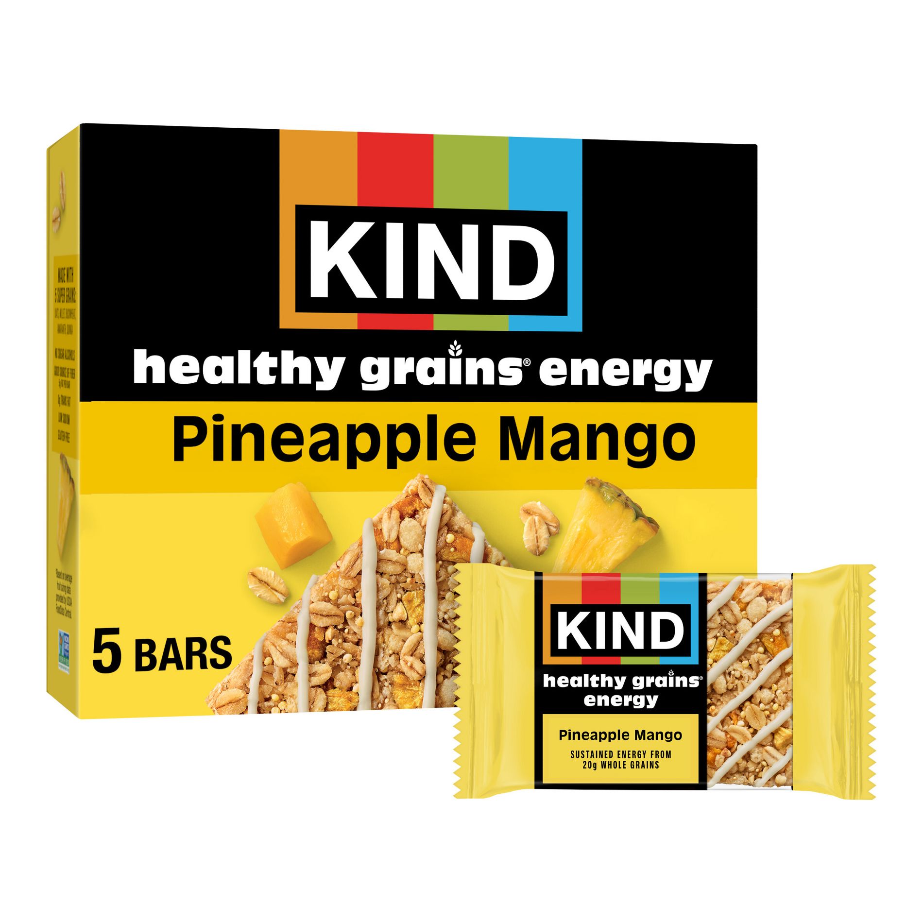 KIND Health Grains Energy Pineapple Mango Protein Bars - 5ct