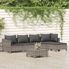 vidaXL 6 Piece Patio Lounge Set with Cushions Gray Poly Rattan - 2 of 4