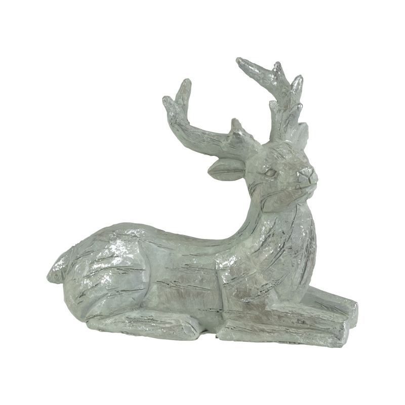 Northlight 7.5" Gray and Silver Faux Wood Grain Sitting Deer Christmas Figure, 1 of 6