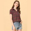 INSPIRE CHIC Women's Classic Short Sleeve Button Down Plaid Shirt - 2 of 4