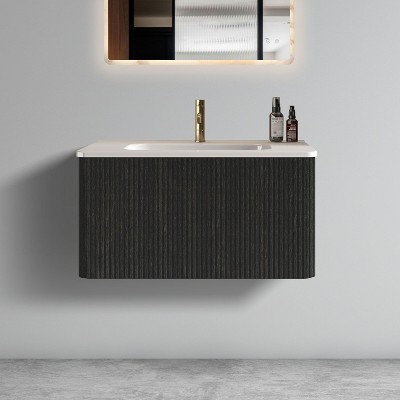 NicBex Floating Bathroom Vanity with Sink,Bathroom Sink Vanity with Drawer,24/30/36 inch Bathroom Sink Cabinet for Bathroom,Walnut/Oak/Black