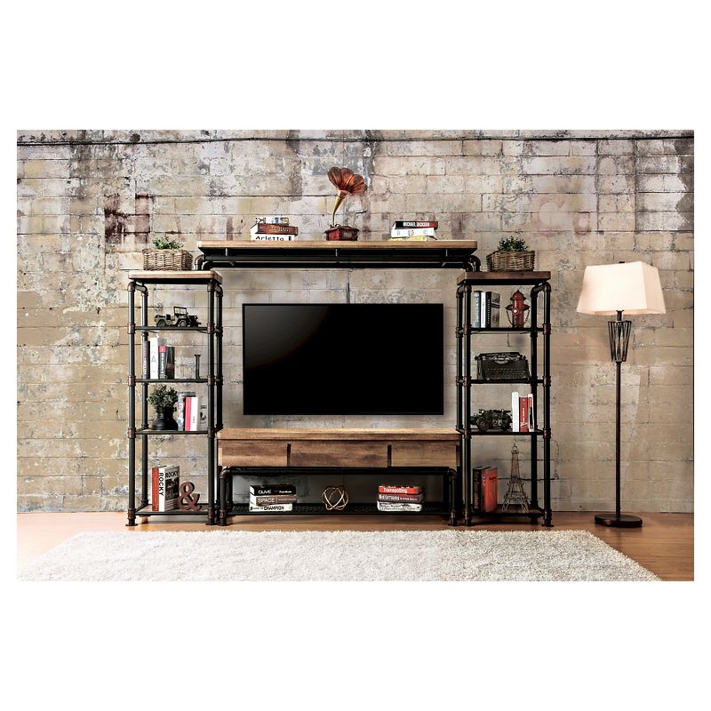 4pc Stonehedge Industrial Pipe Inspired Entertainment Console Black/Natural - HOMES: Inside + Out, 3 of 6