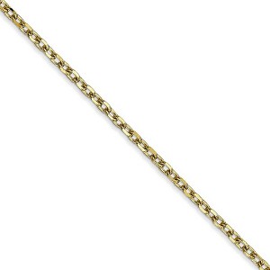 Black Bow Jewelry 2.2mm 10k Yellow Gold Solid Diamond Cut Cable Chain Necklace - 1 of 4