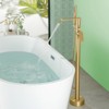 Cobbe Single Handle Freestanding Floor Standing Tub Faucet Tub Filler with Handheld Shower Swivel Spout and 59-Inch Hose Brushed Gold - 3 of 4