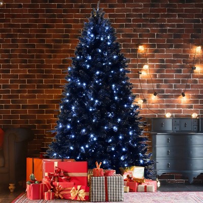 Artificial Trees Christmas with 500 Lights,Prelit Black Christmas Tree with 2156 Branch Tips,Metal Hinges, Home Decoration-Maison Boucle