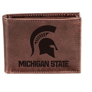 Evergreen NCAA Michigan State Spartans Brown Leather Bifold Wallet Officially Licensed with Gift Box - 1 of 1