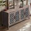 ORRD Antique Black Hollow 4-Door Cabinet, American Country Style – Perfect for Living Room, TV, or Kitchen - 3 of 4