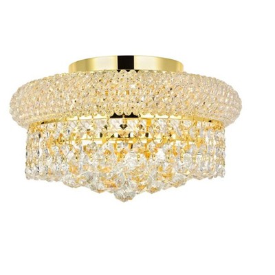 Gold Flush Mount with Clear Royal Cut Crystal Trim