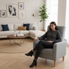 Faux-Shearling Accent Chair with Pillow, Modern Comfy Armchair with Ergonomic Backrest and Padded Armrests - 2 of 4