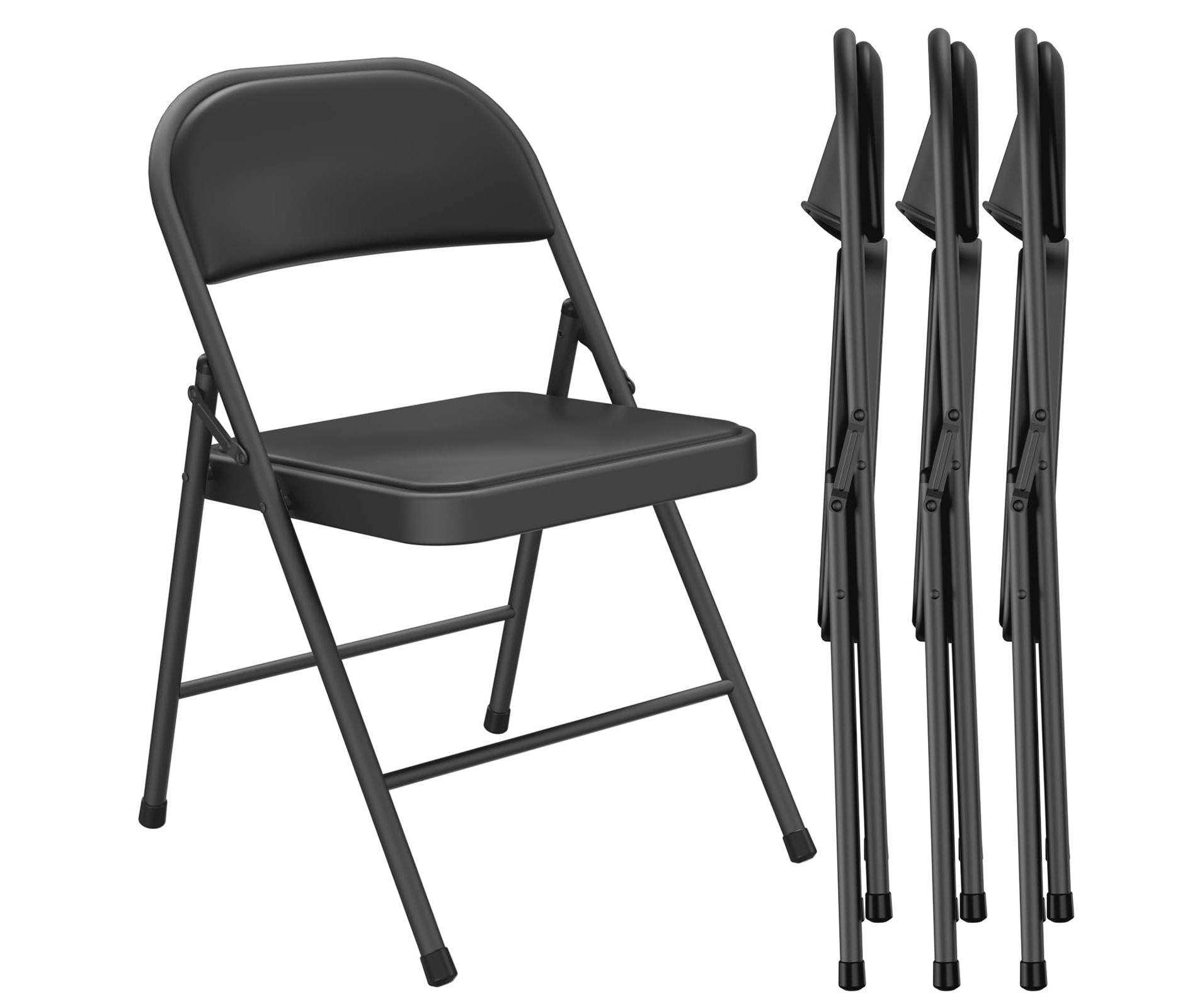 YARDGRACE Folding Chair Set Of 4, Comfortable Artificial Leather-filled Folding Chairs, Suitable For Outdoor And Indoor Use