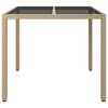vidaXL Patio Table 35.4"x35.4"x29.5" Tempered Glass and Poly Rattan Beige - 3 of 4