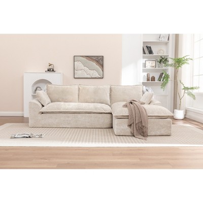 103'' Chenille L-Shaped Cloud Sectional Couch with Chaise, Boneless and No Assembly Required