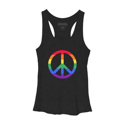 Adult Design By Humans Rainbow Pride and Peace Sign By JuanMedina Racerback Tank Top