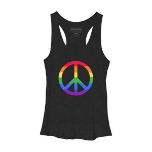 Adult Design By Humans Rainbow Pride and Peace Sign By JuanMedina Racerback Tank Top - 1 of 2