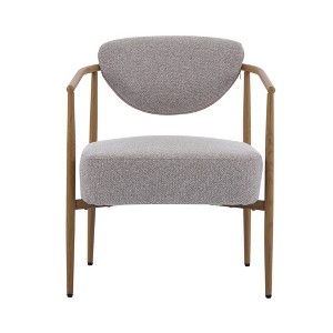 Gulches Beige Woven Fabric Dining Chair - Breathable Foam Seat & Back, Iron Frame with Wood Grain Water Transfer Print, Home/Cafe Use - 1 of 4