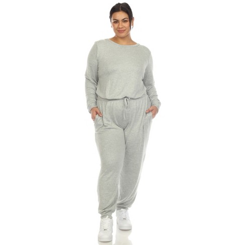 Women's Plus Size 2 Piece Velour Tracksuit Set Black 1X - White Mark