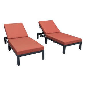 LeisureMod Chelsea Modern Outdoor Chaise Lounge Chairs with Black Frame - Set of 2 - 1 of 4