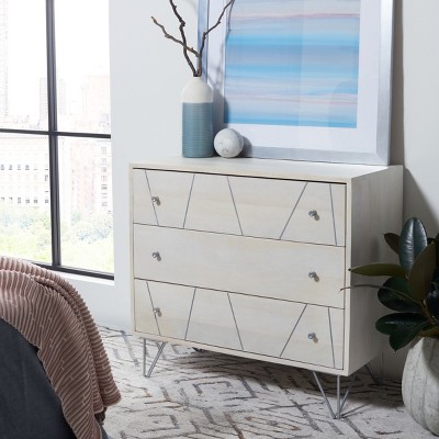 Mid-Century Modern Black and Rattan 3-Drawer Chest