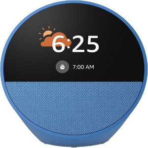 Amazon Echo Spot Touch Screen Smart Alarm Clock with Alexa For Nightstands, Dorms, Offices and Kitchens 2024 Release - Manufacturer Refurbished - 1 of 4