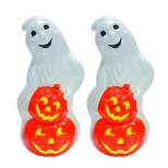Union Products 56480 60-Watt Light Up Ghost & Pumpkin Halloween Outdoor Garden Statue Decoration Made from Blow-Molded Plastic, White/Orange (2 Pack)