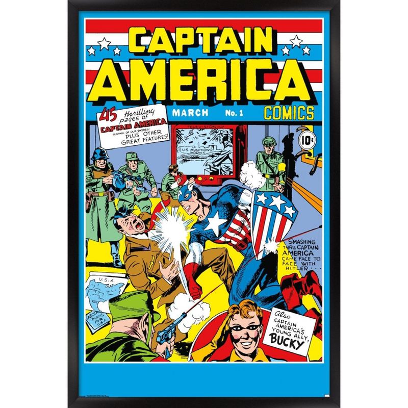 Trends International 24X36 Marvel Comics - Captain America - Cover #1 Framed Wall Poster Prints, 1 of 7