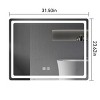 Single Bathroom Vanity Mirror With Polished Crystal Frame, LED Light Anti-Fog Wall Mirror For Vertical Or Horizontal-The Pop Home - 3 of 4