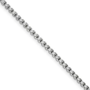 Black Bow Jewelry 2.4mm, 14k White Gold Hollow Round Box Chain Necklace - 1 of 4